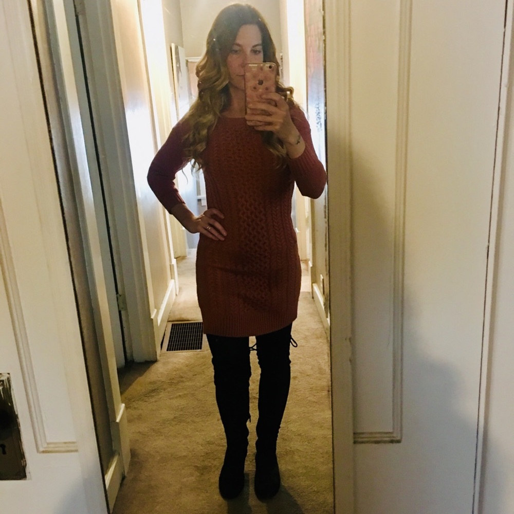 Pink Rose Sweater Dress